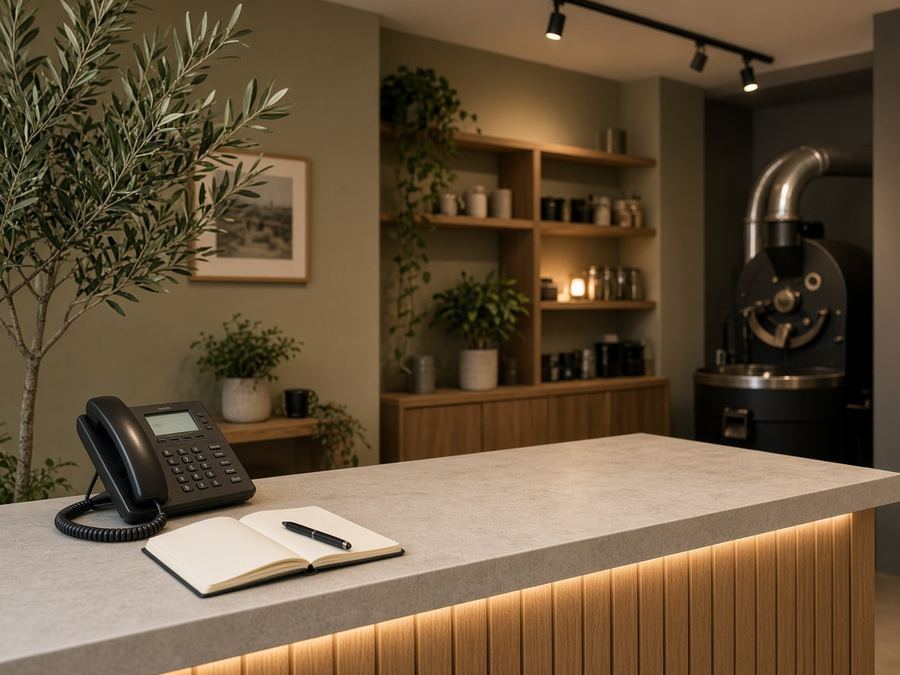 Contact desk at Olivecompass House in Brno